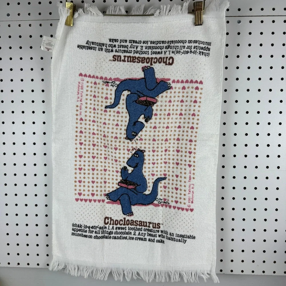 Vintage 1986 Cannon Chocloasaurus Hand Towel Cliff Galbraith Dinosaur 80s USA